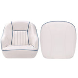 Pontoon Boat Seat, Captains Bucket Boat Seat, Back Folding Boat, Boat Cabin Seating – White & Blue