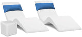 Classic White - in-Pool Chaise Lounger – Designed for Water Depths Up to 9” – Aqua Outdoors – Set of 2 – Compatible with All Pool Types - Poolside & Sun Deck Tanning