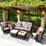 Latimer Wicker/Rattan 5 - Person Seating Group with Cushions