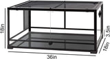 50 Gallon Reptile Glass Terrarium Tank Double Hinge Door with Screen Ventilation Large Reptile Terrarium 36" x 18" x 18"(Knock-Down)
