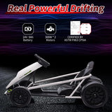 24V Go Kart for Kids 8-12, 300W*2 Motors, 9Ah Battery, 8MPH Speed, Music, Horn, 175lbs Max Load �� White