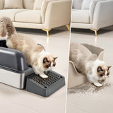 Cat Litter Box with Filtering Foot Board – Deep Design for Less Mess & Odor Control