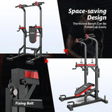 Pooboo Power Tower Dip Station, Pull-Up Bar, Supine Board, Adjustable