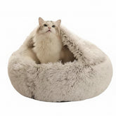2 In 1 Dog And Cat Bed Pet Winter Bed Round Plush Warm Bed House Soft Long Plush Pets Bed Pet Products