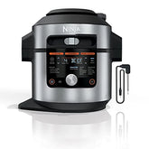 Ninja OL701 Foodi 14 in 1 SMART XL 8 Qt. Pressure Cooker Steam Fryer with SmartLid & Thermometer Auto Steam Release, that Air Fries, Proofs & More, 3 Layer Capacity, 5 Qt. Crisp Basket, Silver/Black