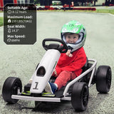24V Go Kart for Kids 8-12, 300W*2 Motors, 9Ah Battery, 8MPH Speed, Music, Horn, 175lbs Max Load �� White