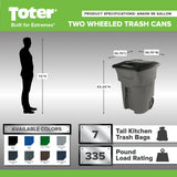 Toter 96 Gallon Trash Can with Smooth Wheels and Lid ;