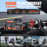 Car Jump Starter with Air Compressor, 4500A Peak 26800mAh 12V Auto with 150PSI Tire Inflator(up to All Gas or 10.0L Diesel Engine)