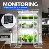 Barrina Mini Greenhouse with LED Grow Light for Indoor Plant, 4-Tier Portable Metal Plant Stand with Wheels, Plant Shelf with Tent, 6Pcs Plant Light with Timer and Thermo-Hygrometer, 35.4x13.8x59IN