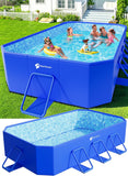 Foldable Pool, Large Non-Inflatable Swimming Pool For Kids,Adult Collapsible Pools Hard Plastic Shell, Oversized Thickened,Portable Folding Kids Pools for Backyard-Mosaic Design-115"x66"x20"