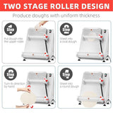 Commercial Pizza Dough Roller Sheeter, Max 16, Automatic 370W Electric Pizza Dough Roller, Stainless Steel, Suitable for Noodle, Pizza Bread and Pasta Maker Equipment