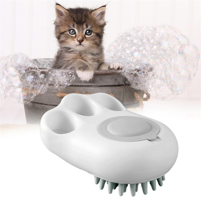 Soft Silicone Pet Bath Brush – Paw Shape Foaming Grooming Comb for Pets