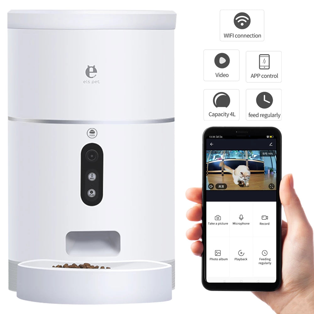 Smart Automatic Pet Feeder with HD Camera & App Control
