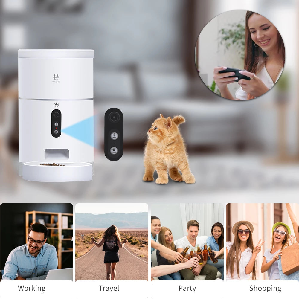 Smart Automatic Pet Feeder with HD Camera & App Control