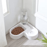 Space-Saving Corner Pet Feeder – Automatic 2-in-1 Dog & Cat Food Bowl