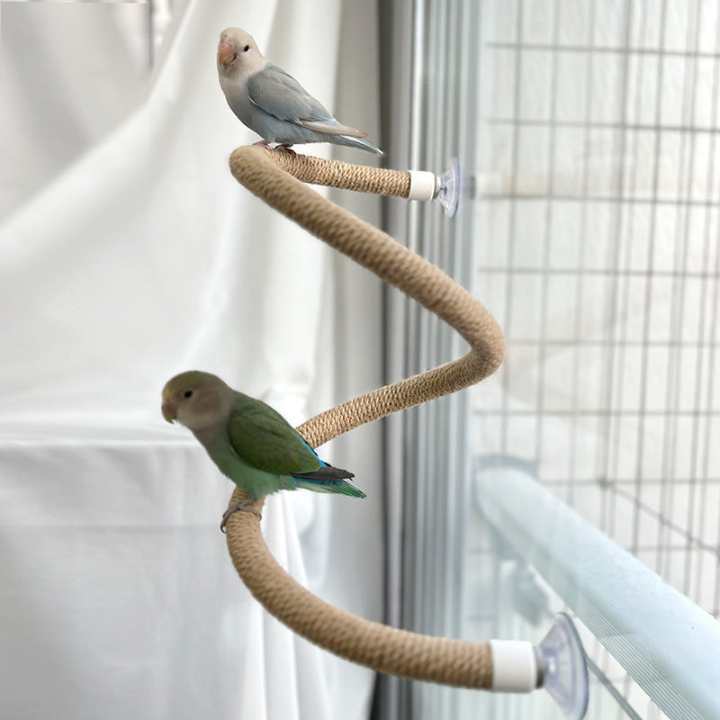 Multi-purpose Parrot Hemp Rope Sucker Stand Bar Stick