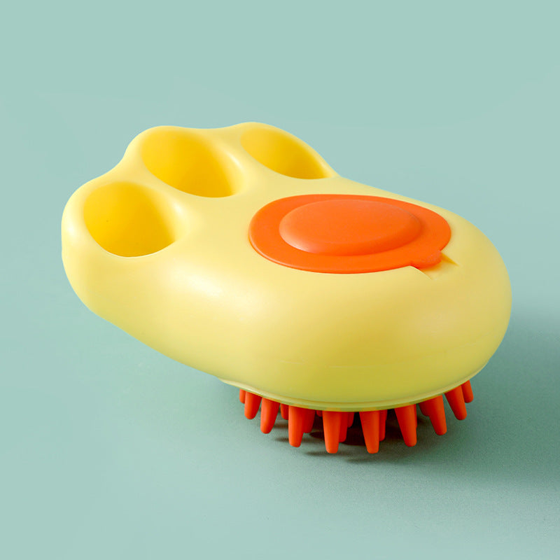 Soft Silicone Pet Bath Brush – Paw Shape Foaming Grooming Comb for Pets