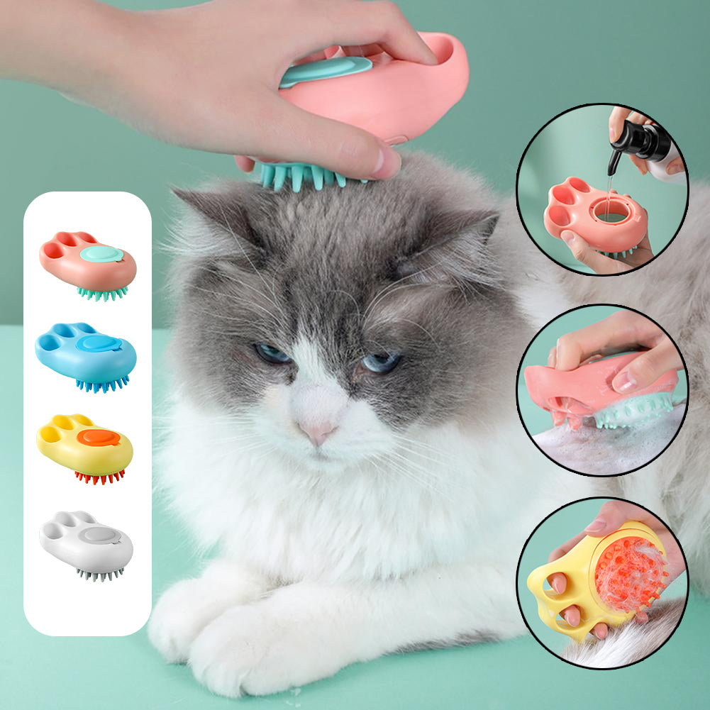 Soft Silicone Pet Bath Brush – Paw Shape Foaming Grooming Comb for Pets