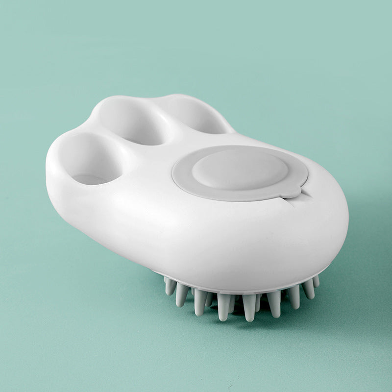 Soft Silicone Pet Bath Brush – Paw Shape Foaming Grooming Comb for Pets