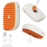 3-in-1 Pet Steam Brush Spray Comb – Rechargeable Cat Grooming & Massage Tool