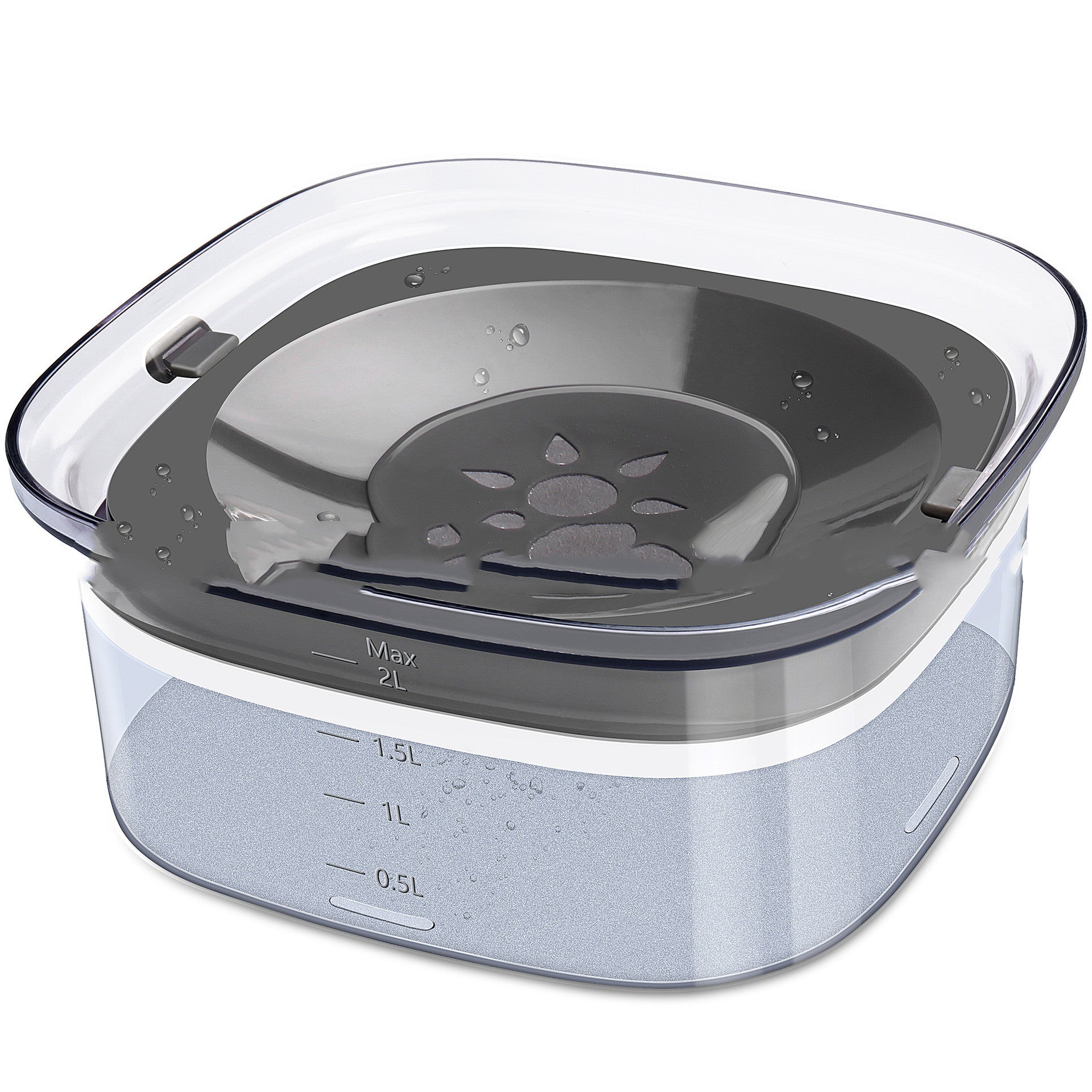Anti-Spill Dog Water Bowl 70oz – Slow Drinking Pet Bowl with Visible Water Level