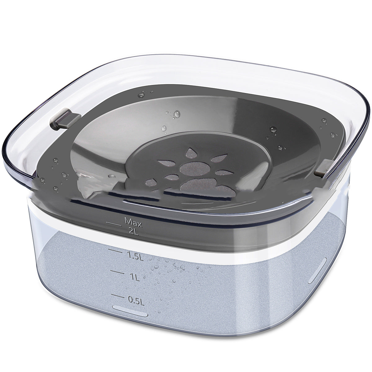 Anti-Spill Dog Water Bowl 70oz – Slow Drinking Pet Bowl with Visible Water Level