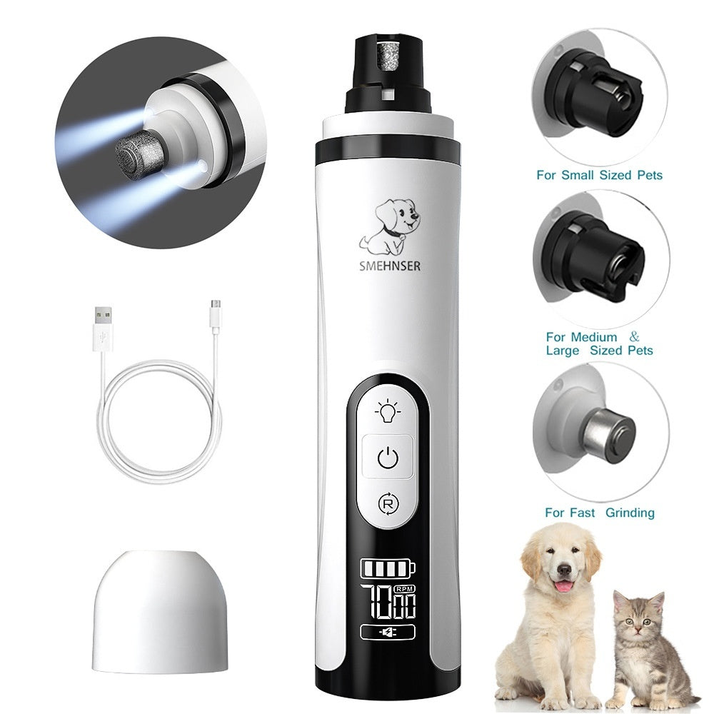 Electric Pet Nail Grinder 3-Speed LED