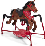 Brown plush interactive riding horse