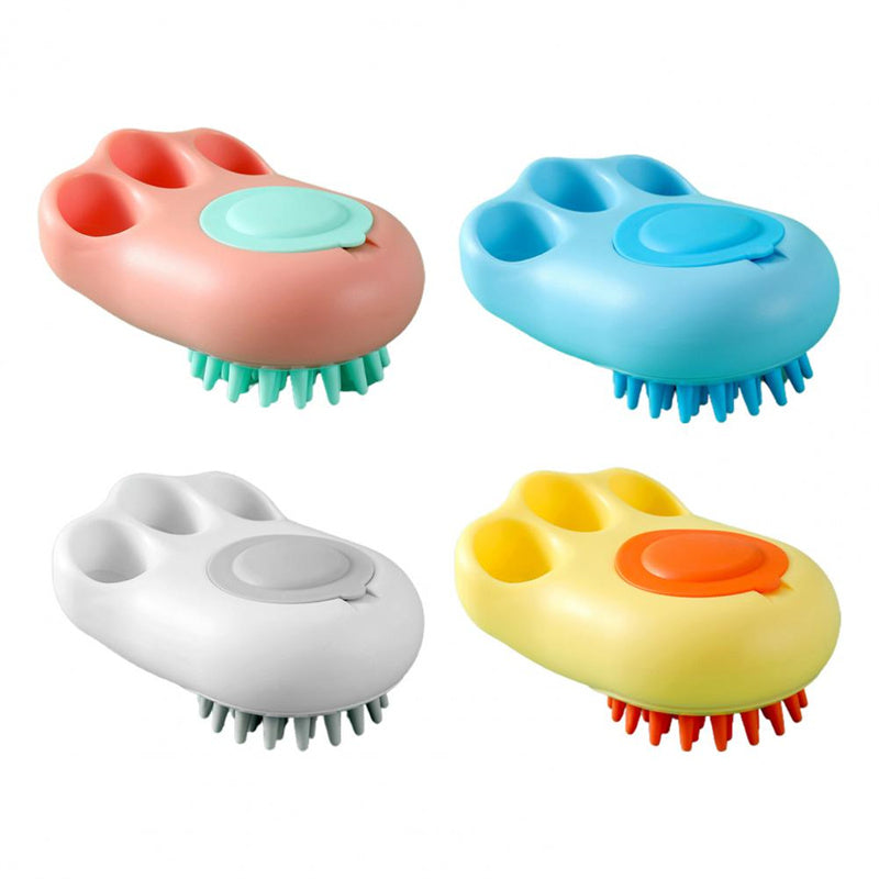 Soft Silicone Pet Bath Brush – Paw Shape Foaming Grooming Comb for Pets