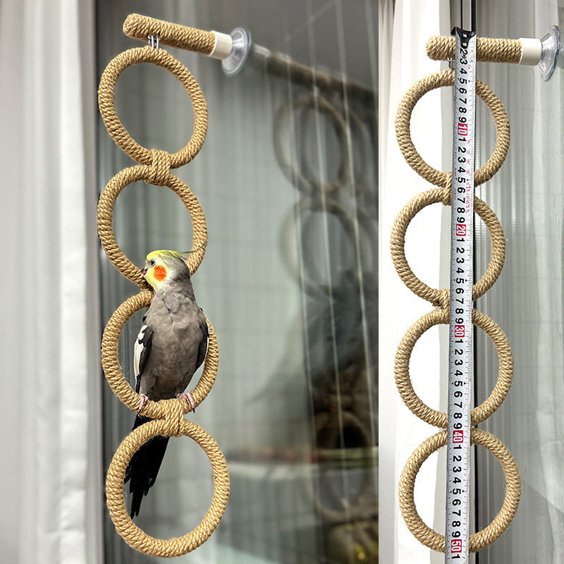 Multi-purpose Parrot Hemp Rope Sucker Stand Bar Stick