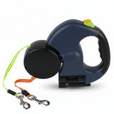 Dual Retractable Dog Leash – 360° Tangle-Free Lead with LED Light for 2 Dogs