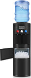 ICEPURE Water Dispenser with Ice Maker, 3-in-1 Hot and Cold Water Cooler with Built-in Bullet Ice Maker Machine, 26.5lbs/24H, Top Loading for 3-5 Gallon Bottle, Child Safety Lock, Black