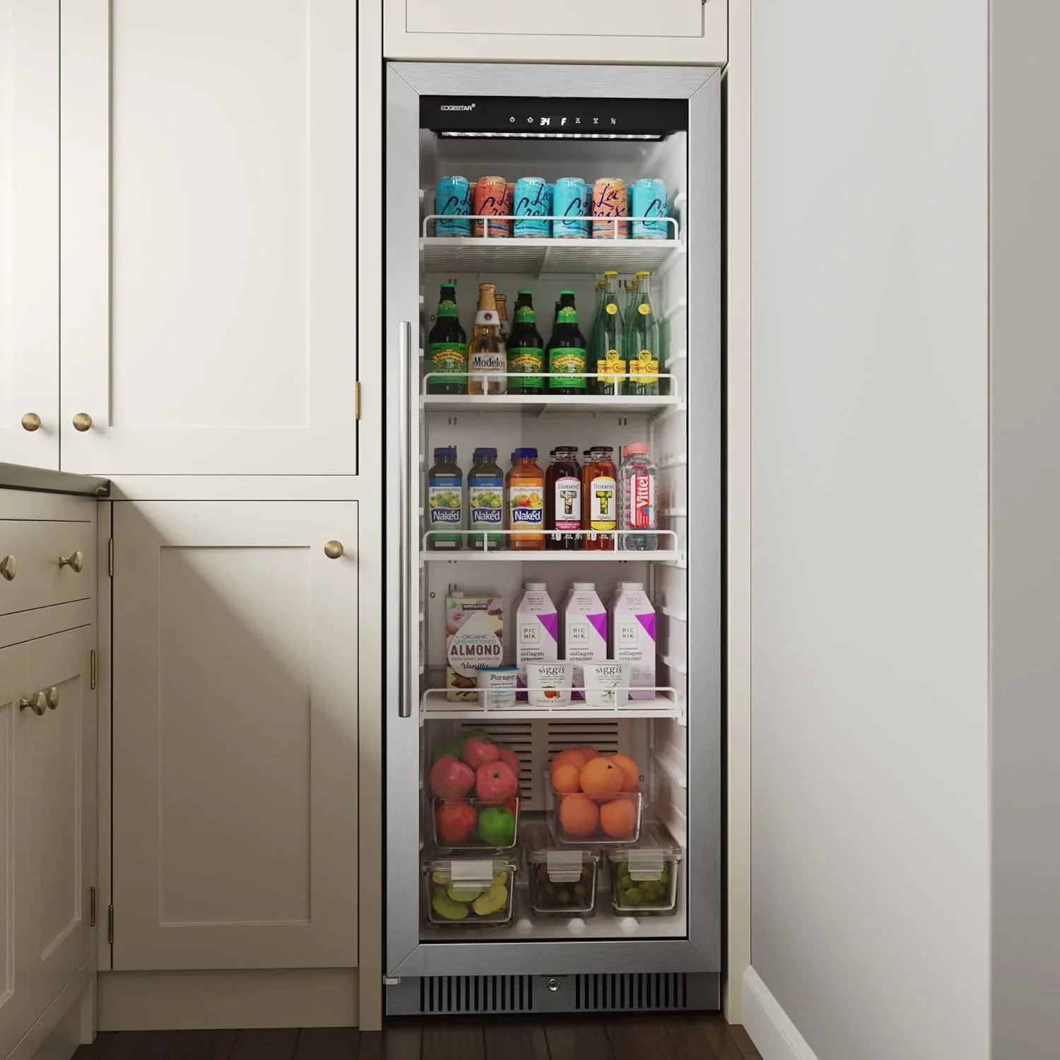 EdgeStar VBM101 22" Wide 10.1 Cu. Ft. Commercial Beverage Merchandiser – Stainless Steel, Temp Alarm, Reversible Door