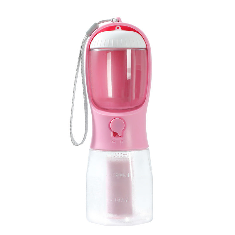 3-in-1 Portable Pet Water Bottle – Multifunctional Feeder with Food Container & Garbage Bag Dispenser