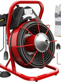 Electric Drain Cleaner Machine by [Brand], 75 Ft x 3/8 Inch, Fits 1-4 Inch Pipes, Portable with 4 Cutters, Powerful Plumbing Tool for Clogs