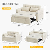 DWVO 3-in-1 Convertible Sofa Bed, 55" Sleeper Sofa with Pull-Out Bed, Cat-Scratch-Proof Fabric Futon Couch with Adjustable Backrest and Side Pocket, Loveseat for Living Room Apartment, Grey