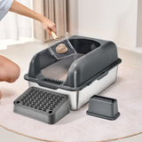 Cat Litter Box with Filtering Foot Board – Deep Design for Less Mess & Odor Control