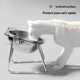 Stainless Steel Cat Water Bowl Pet Neck Protector Elevated Rack Pet Bowl