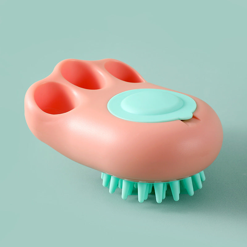 Soft Silicone Pet Bath Brush – Paw Shape Foaming Grooming Comb for Pets