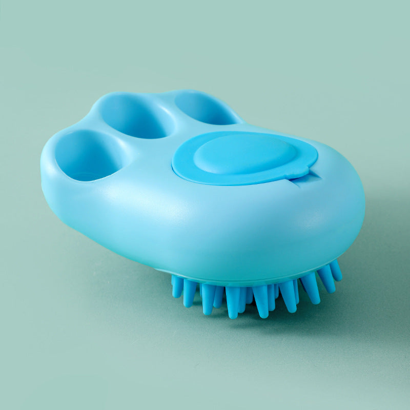 Soft Silicone Pet Bath Brush – Paw Shape Foaming Grooming Comb for Pets